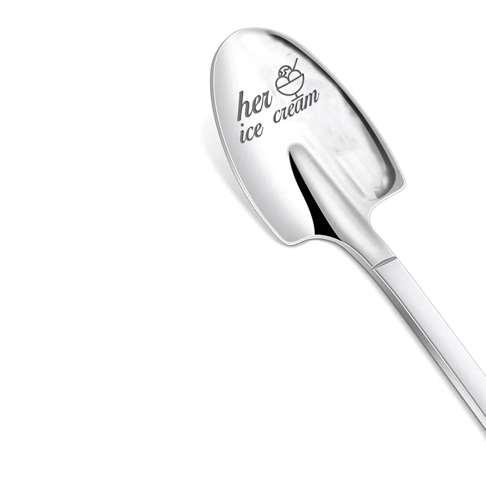 Cuillère à glace en acier inoxydable gravée - Cadeau