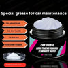 Jar of special grease for car maintenance used to eliminate noise in sunroof tracks, door handles, and door chains.