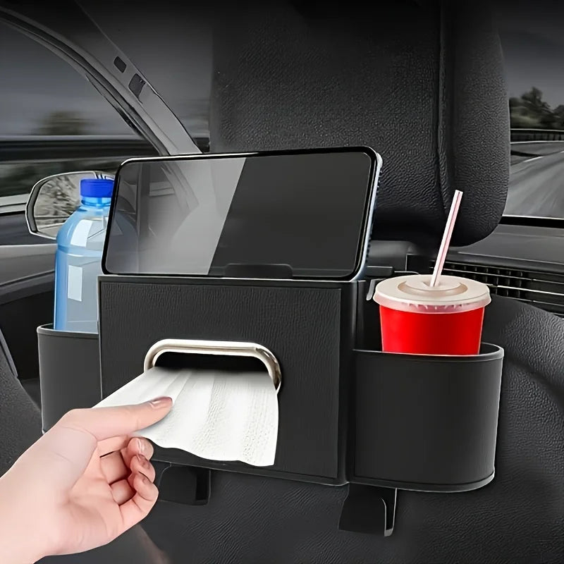 Multifunctional Car Seat Back Organizer with Phone and Cup Holders