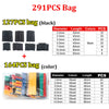 A collection of heat shrink tubing bags, including 127PCS black bags and 164PCS color bags.