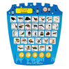 A colorful learning pad featuring various animals in Arabic and English for children.