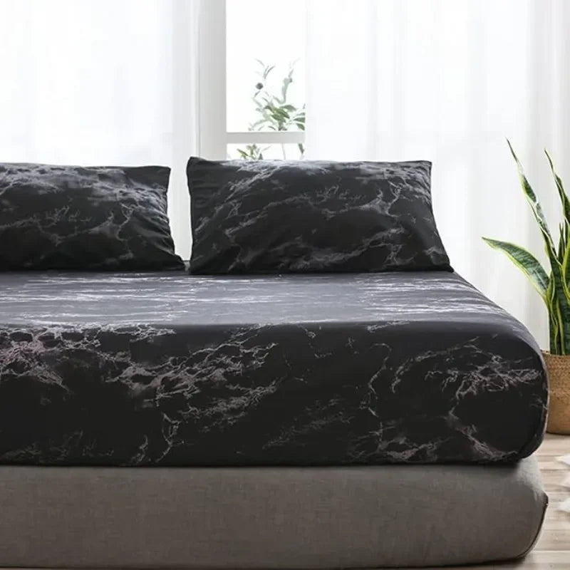 Non-Slip Fitted Sheet with Elastic Edges – Geometric Print, Soft Cotton Feel