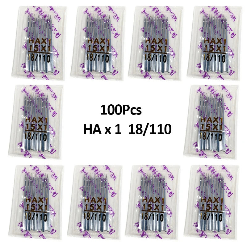 A pack of universal sewing machine needles in various sizes and configurations for various machines.