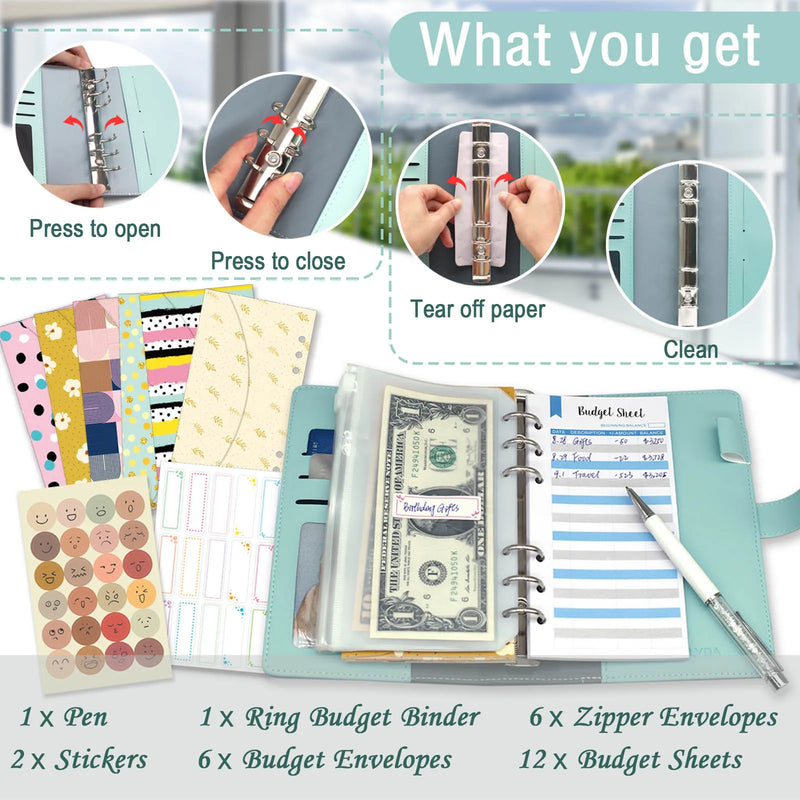 Zippered Budget Binder with Cash Envelopes