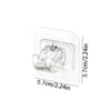 Clear self-adhesive curtain rod hooks packaged in a plastic sleeve with dimensions 5.7cm/2.24in.
