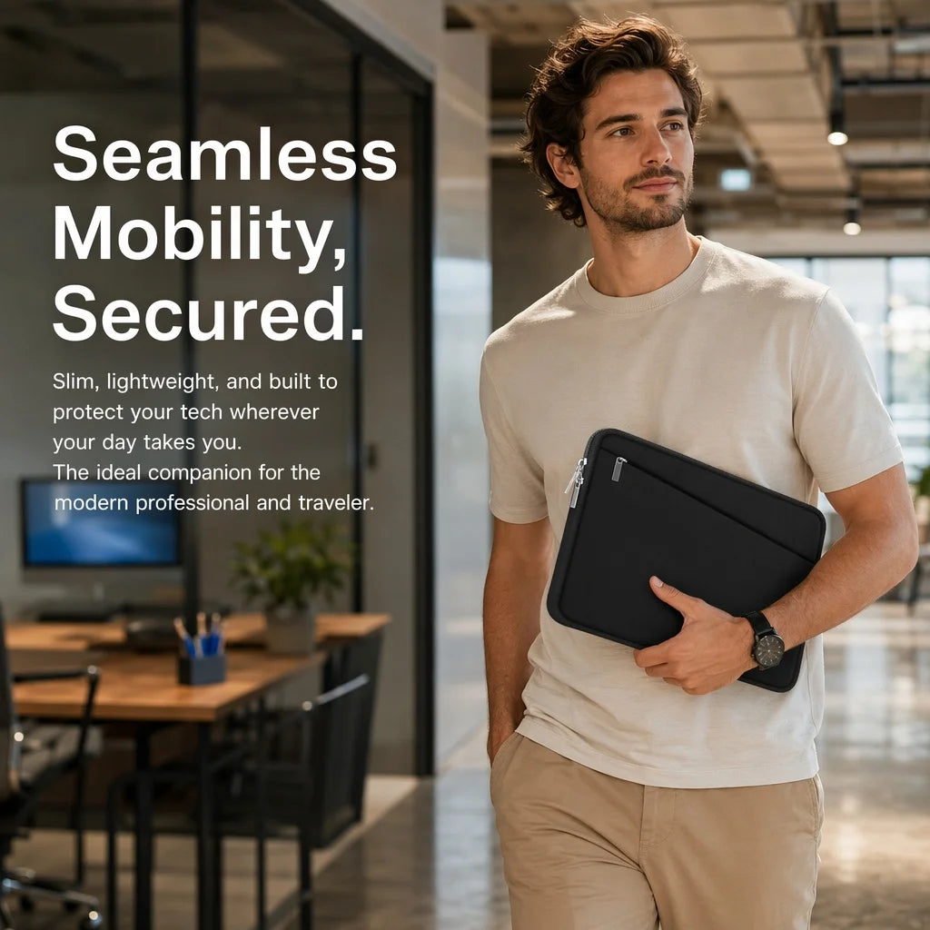 Universal Laptop Sleeve with Shockproof Padding & Accessory Pocket