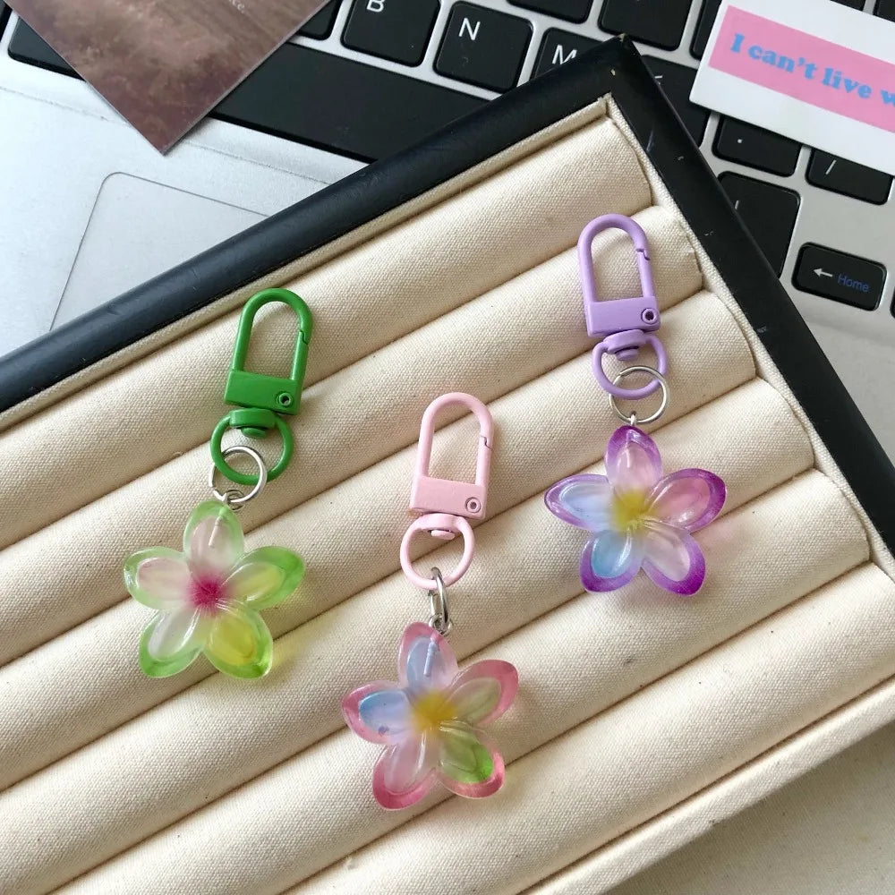 Colorful Flower Resin Keychain with Zinc Alloy Clip