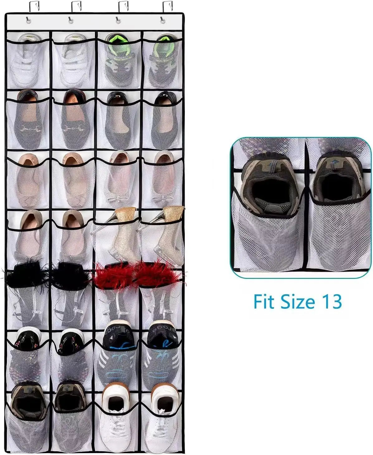 Over-the-Door Hanging Shoe Organizer with Mesh Pockets