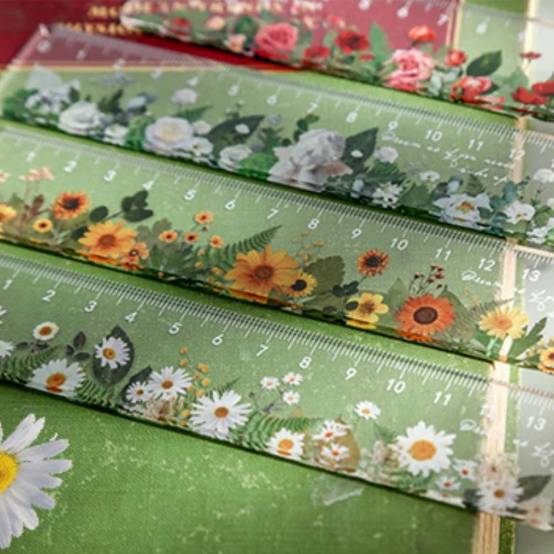 15cm Floral Design Ruler - Daisy & Rose Pattern Measuring Tool