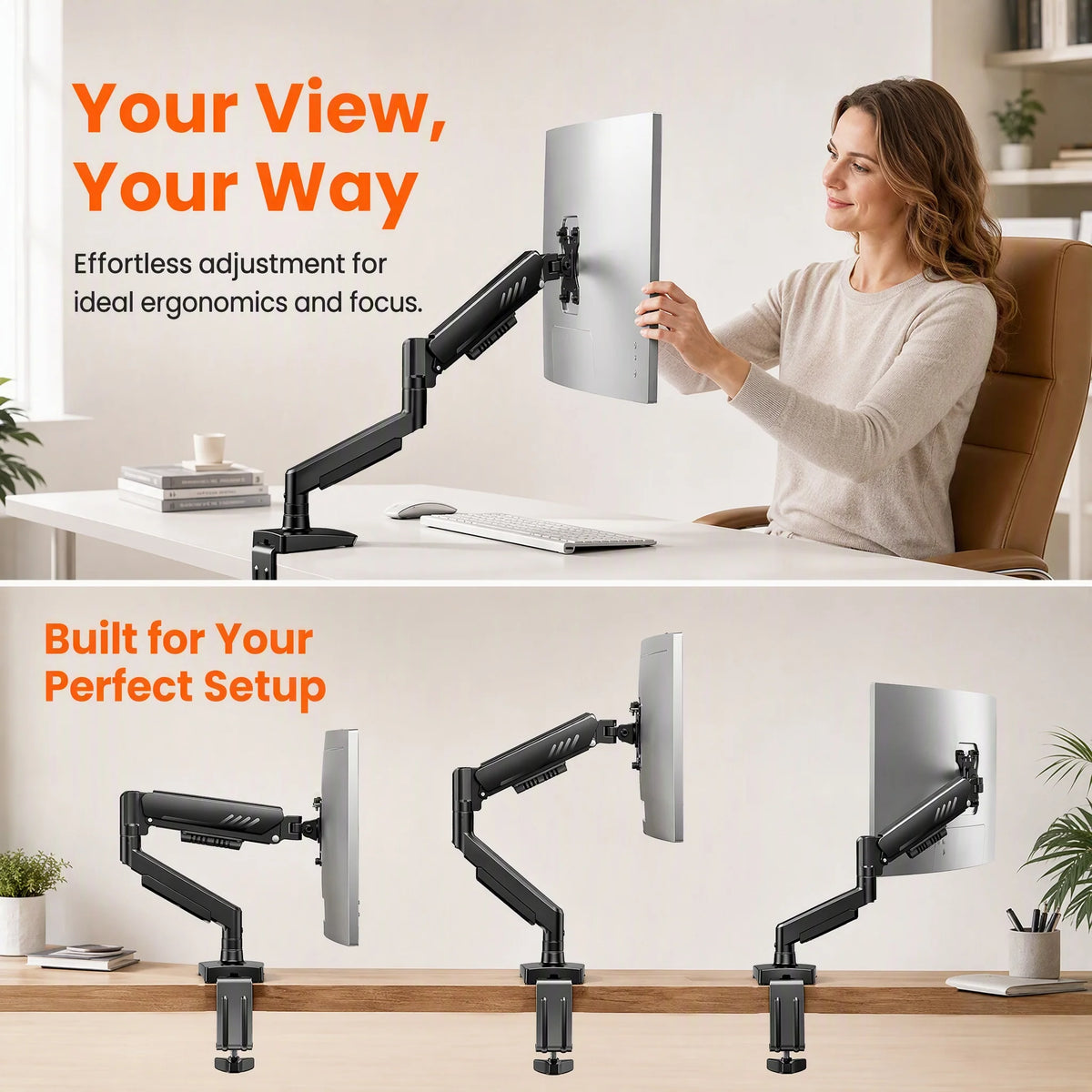 Fully Adjustable Single Monitor Arm for 13–34 Inch Screens