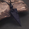 Geometric Natural Stone Pendant Necklace with Adjustable Leather Cord