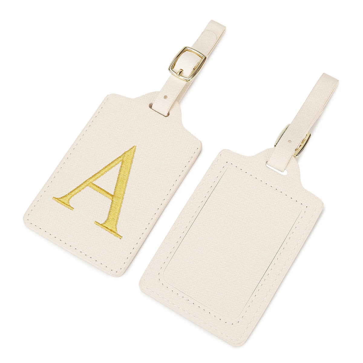 Personalized Embroidered Leather Luggage Tag with Letter Initial
