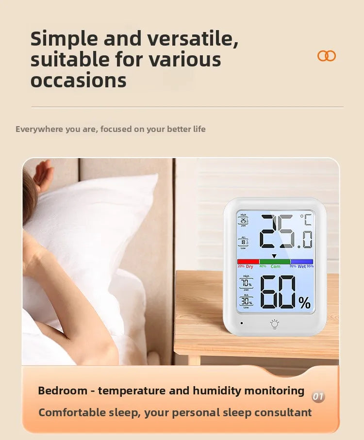Digital Temperature and Humidity Monitor with Clock and Backlight