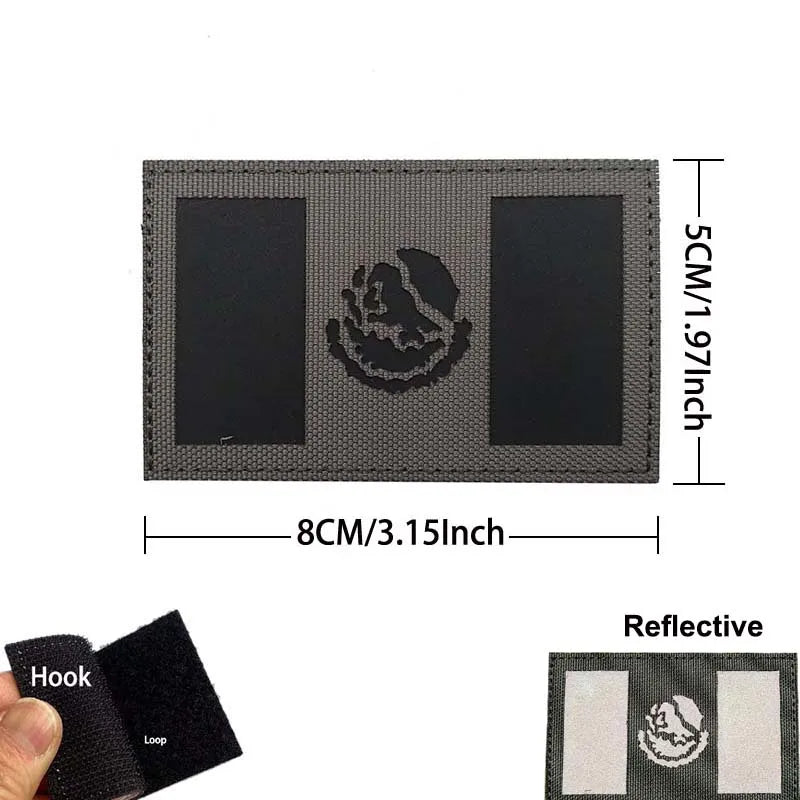 Mexico Flag Eagle 3D Embroidery Patch with Hook-and-Loop Backing