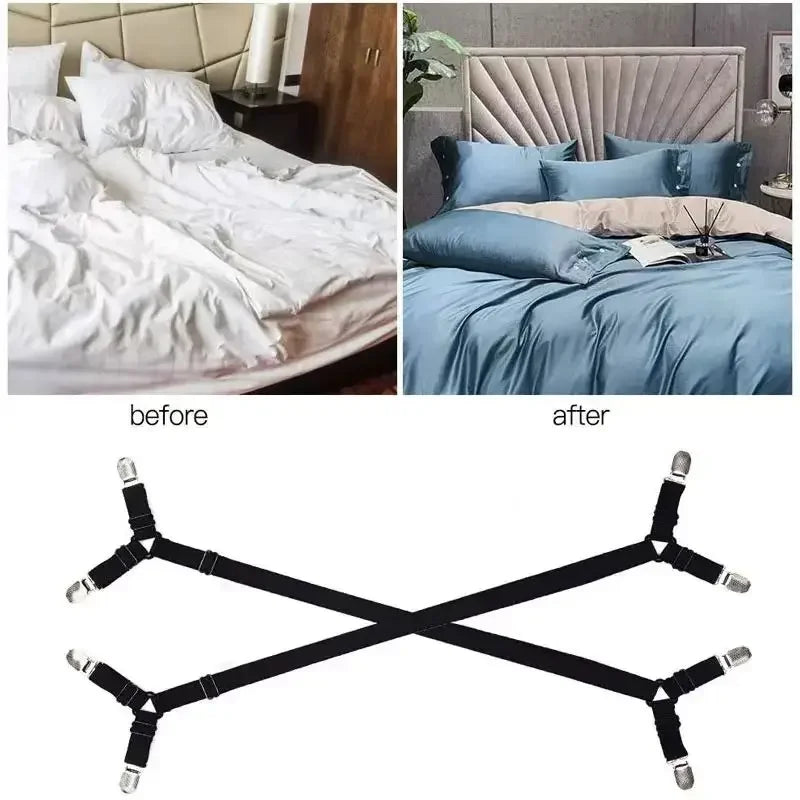 Adjustable Bed Sheet Holder Straps with Non-Slip Clips