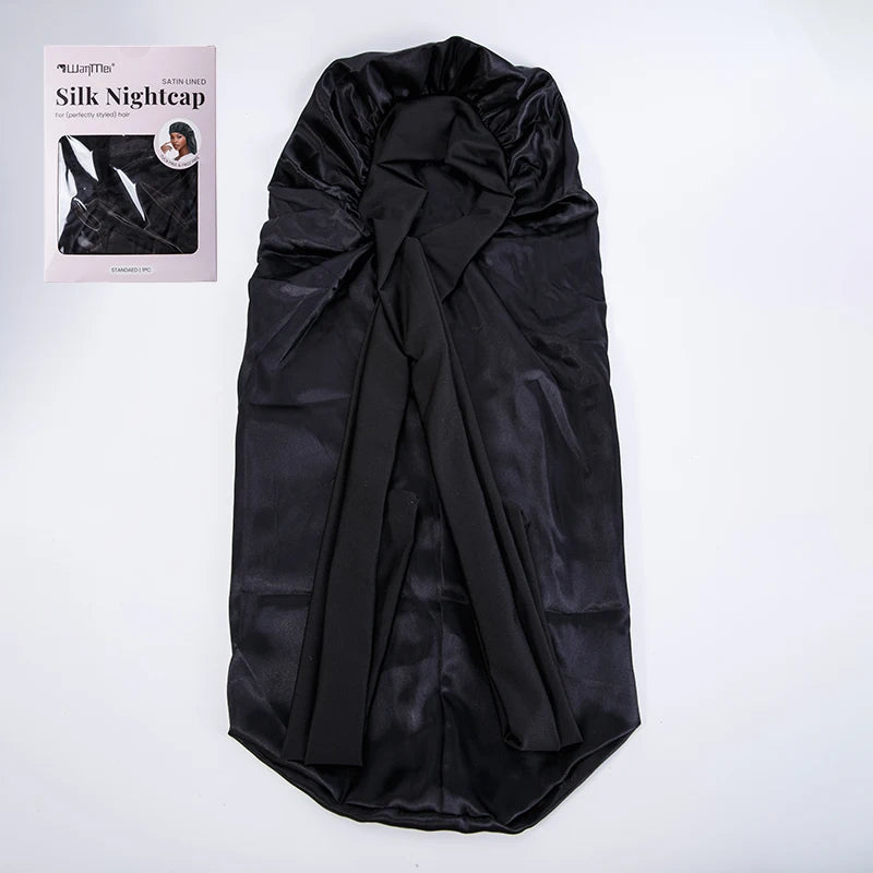 Satin-Lined Wide Shower Cap with Adjustable Fit
