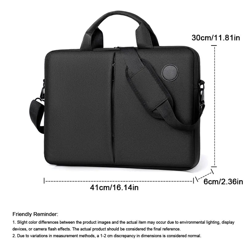 Black men's business commuter laptop briefcase with shoulder strap and padded design