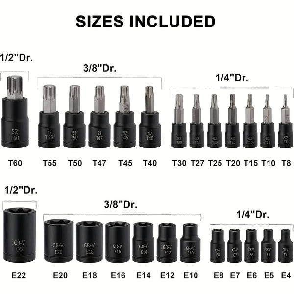 Professional Torx & E-Torx Socket Set