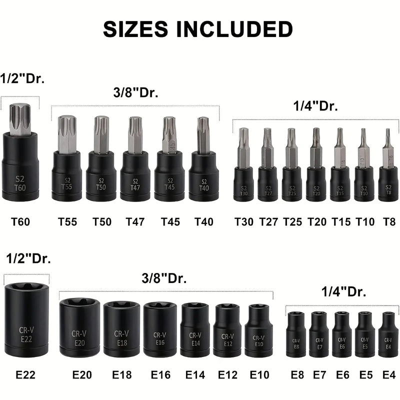 Professional Torx & E-Torx Socket Set