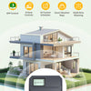 A diagram showing a house with an outdoor sprinkler system, next to a HiZao smart controller device.
