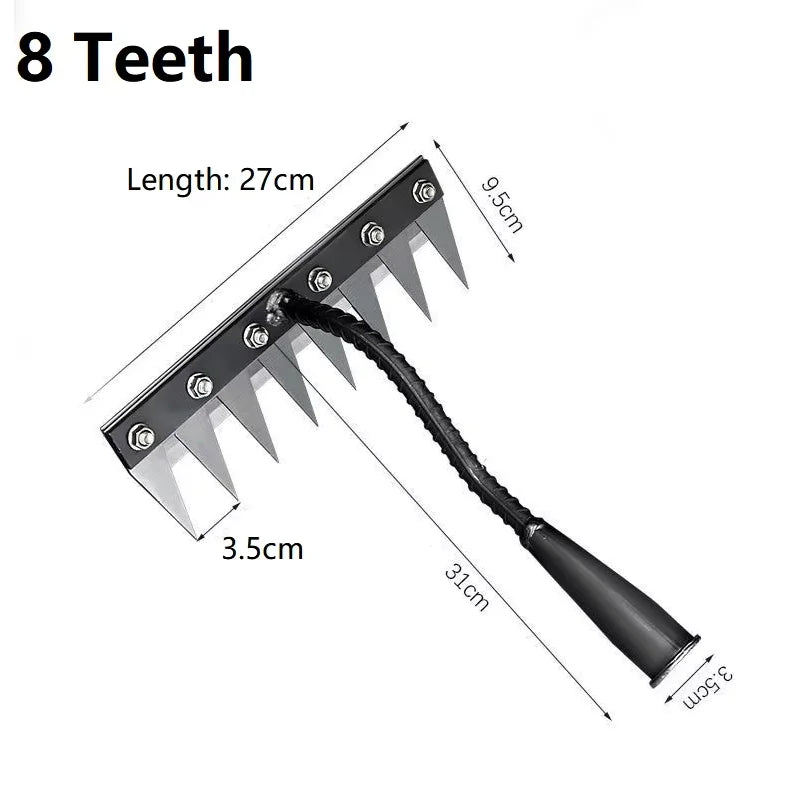 Heavy-Duty Carbon Steel Garden Weeding Rake