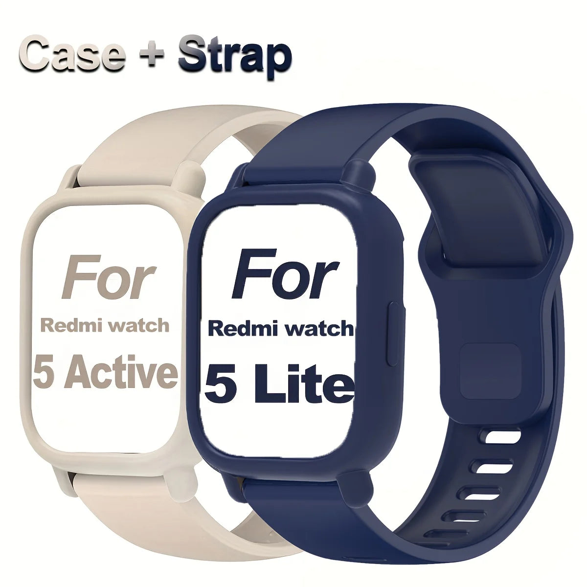 Silicone watch band and protective case for Redmi Watch 5 Active and 5 Lite models