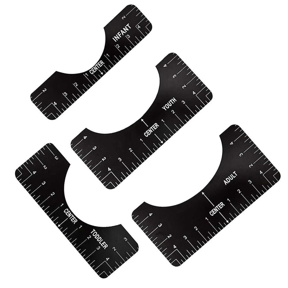 T-Shirt Alignment Ruler Set with Size Guide for Perfect Placement
