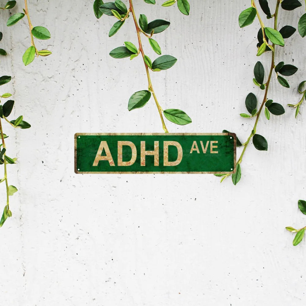 Funny ADHD Metal Sign for Home Bar, Cafe & Garage