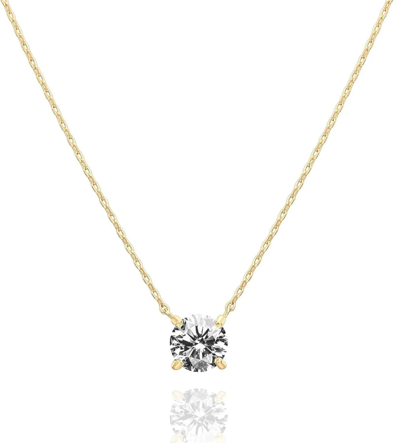 Dainty Crystal Solitaire Choker Necklace