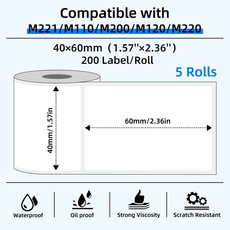 Roll of thermal label paper with waterproof, oil proof, strong viscosity, and scratch resistant features.