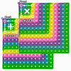 A colorful push bubble math game with numbered bubbles for addition and multiplication learning.
