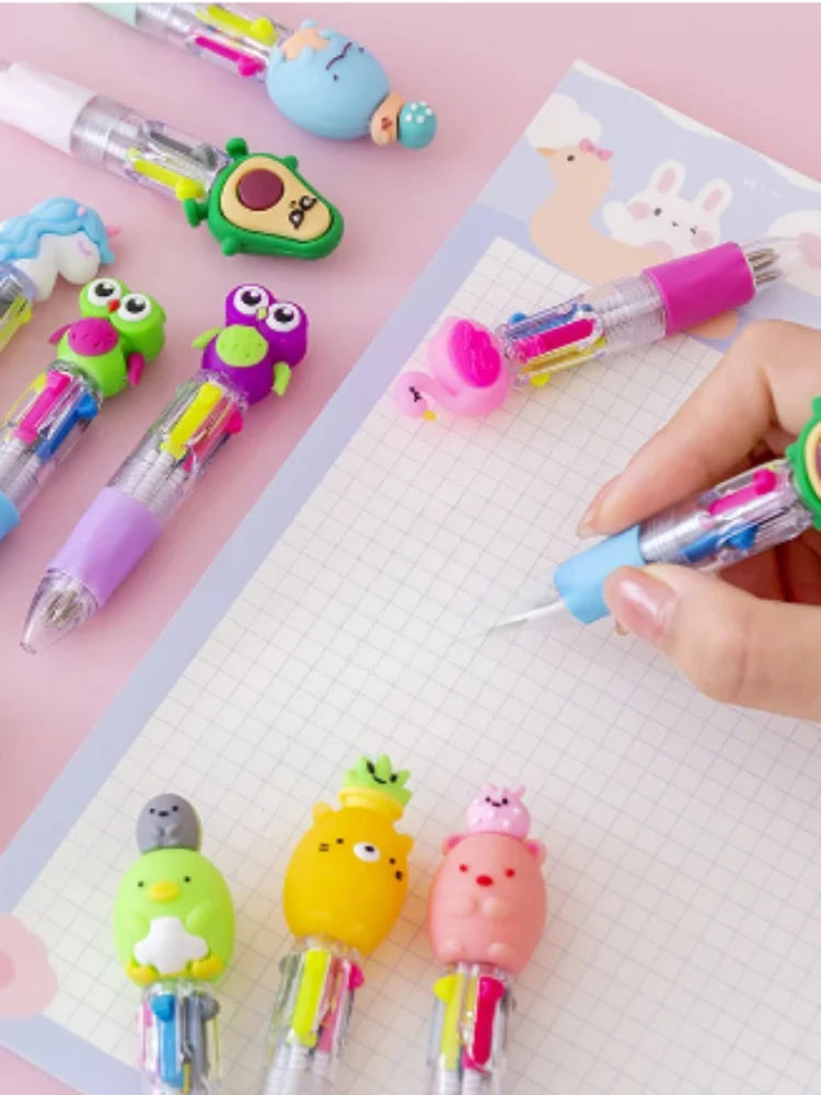 Kawaii 4-Color Retractable Ballpoint Pens (Set of 10/15/20)
