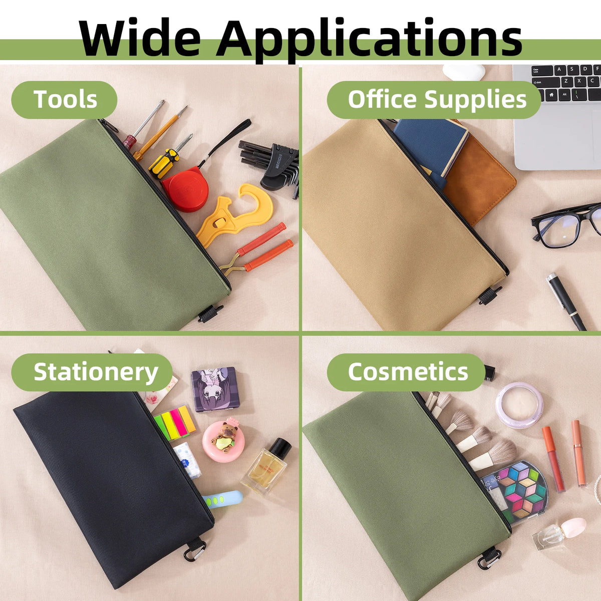 Portable Tool & Organizer Roll-Up Storage Bag with Secure Zipper