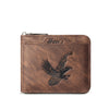 HOVIS Men's Slim Leather Wallet with Eagle Emboss and Zip Closure