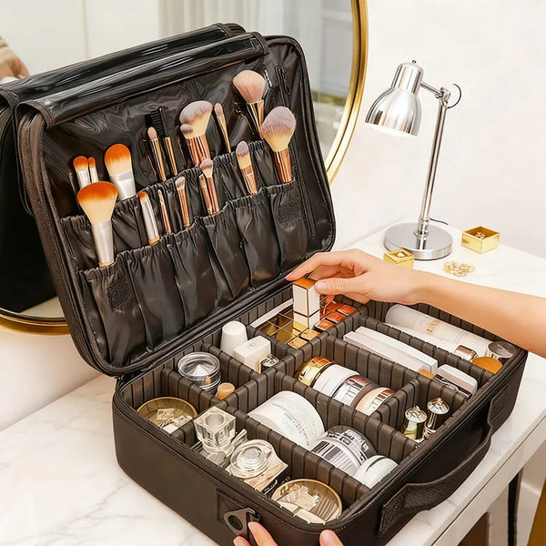Large Capacity Waterproof Makeup Bag with Zipper Closure