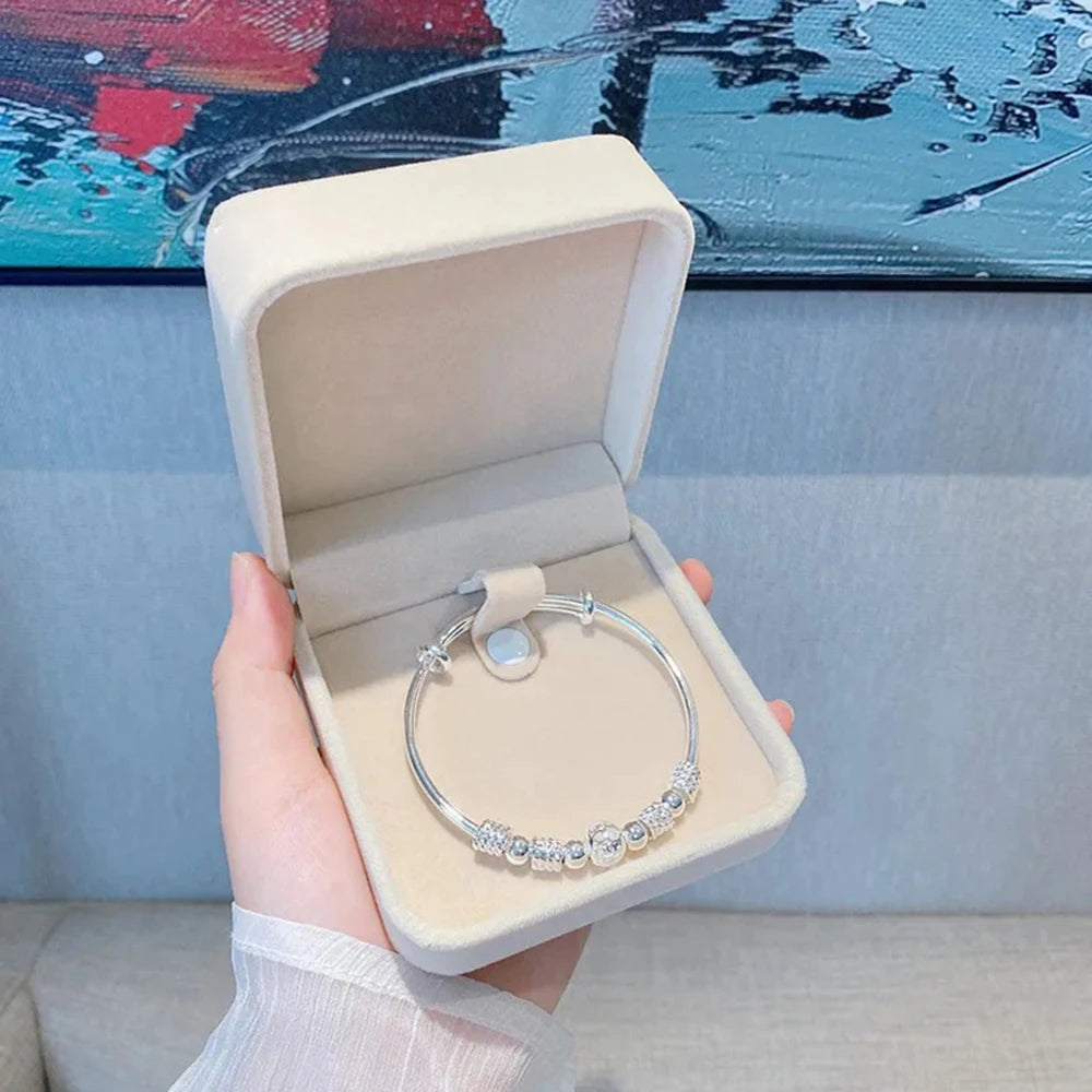 925 Sterling Silver Beaded Bangle for Women