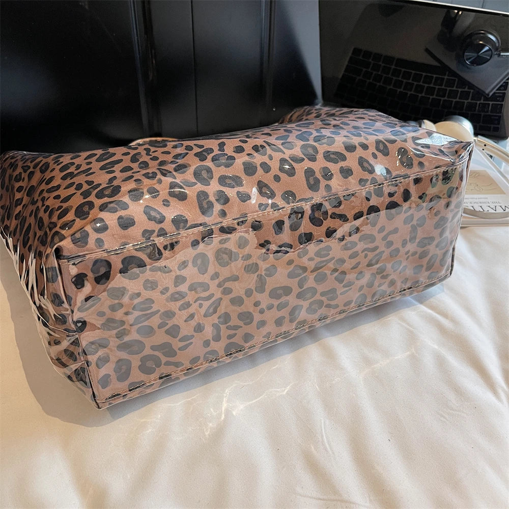 Leopard Print PVC Large Tote Bag