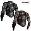 Black Herobiker motocross armor jacket shown from the back and front, featuring impact protection.