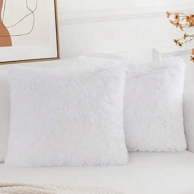 Luxury Faux Fur Throw Pillow Covers (Set of 2)