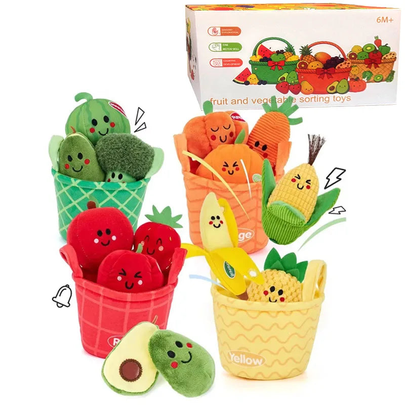 Soft Fruit & Vegetable Sensory Toy Set with Crinkle and Rattle