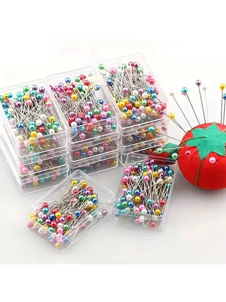 Colorful Glass Head Sewing Pins (100-Piece Set)