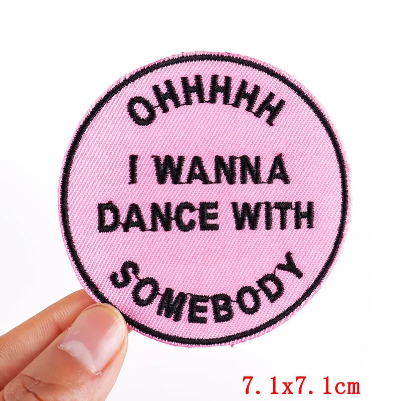 Encouraging Embroidered Iron-On Patches for Jackets, Jeans & Bags