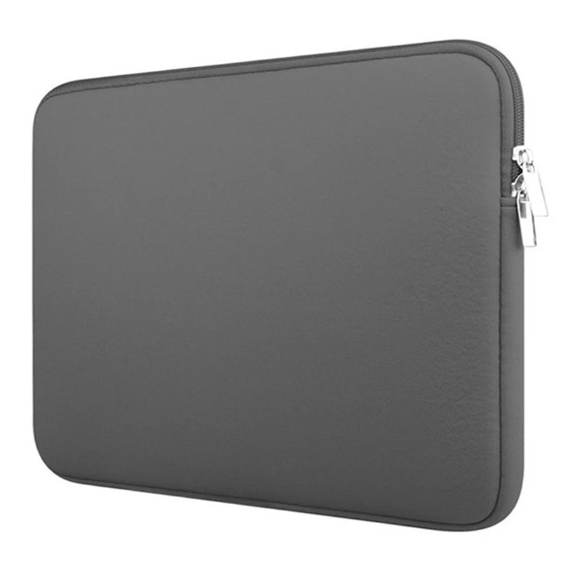 A gray slim laptop and tablet briefcase sleeve with a zipper closure.