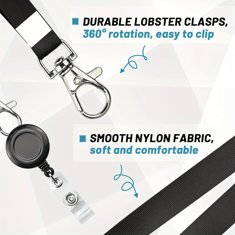 Black Retractable Badge Reel with Card Holder