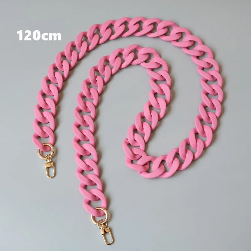Matte Candy Pink Resin Handbag Chain – Detachable Shoulder Strap