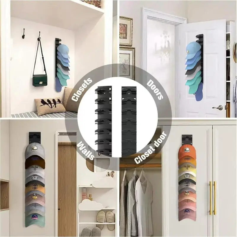 Wall-Mounted Cap Rack for Hat Storage and Organization