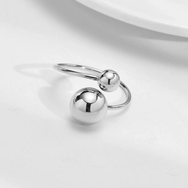 Double Ball Adjustable Stainless Steel Ring