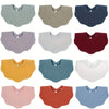 A collection of colorful soft cotton baby bibs in various colors and textures for newborns.