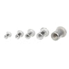 A multi-pack of aluminum flat head rivet nuts.