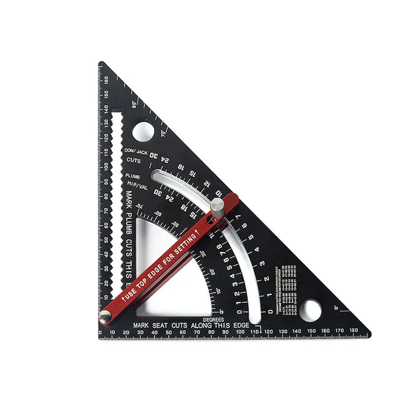 7.5-Inch Adjustable Aluminum Alloy Triangle Ruler with Protractor
